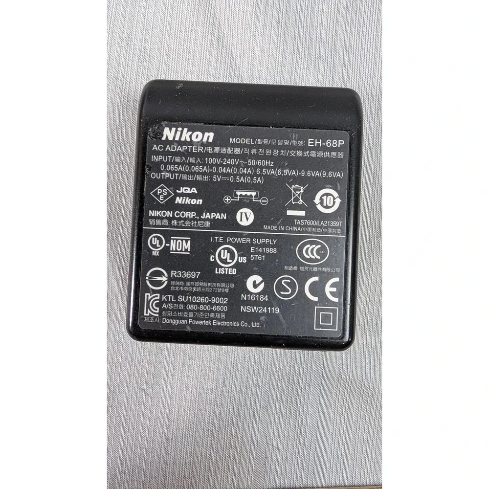 Nikon AC Adapter EH-68P Black USB Wall Charger Coolpix Power Supply